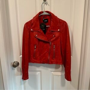 LaMarque red studded leather jacket